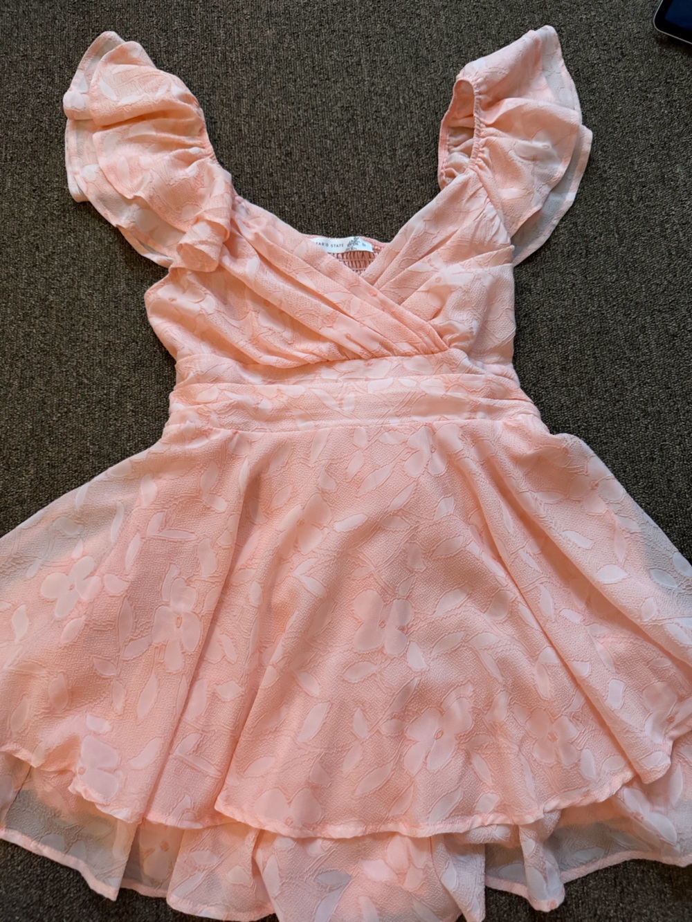 Altar'd State Peach Floral Textured Jumpsuit